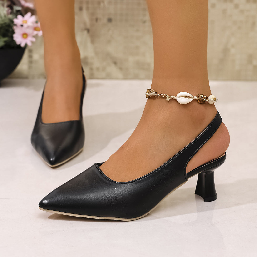Damen Elegante Slingback‑Pumps mit spitzer Kappe, konischem Mittelhoch‑Absatz und elastischem Fersenriemen Shop Nory