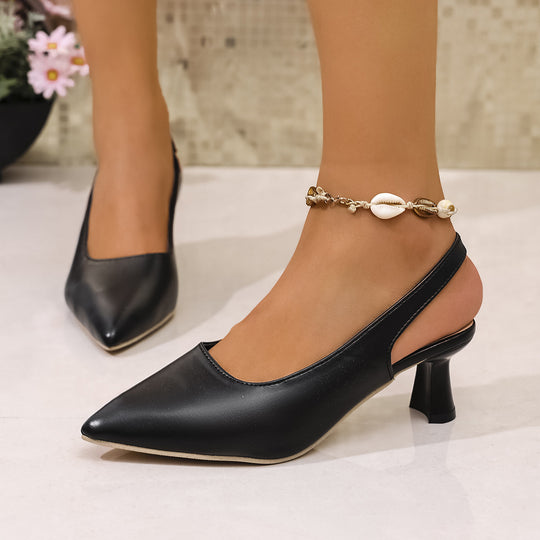 Damen Elegante Slingback‑Pumps mit spitzer Kappe, konischem Mittelhoch‑Absatz und elastischem Fersenriemen Shop Nory