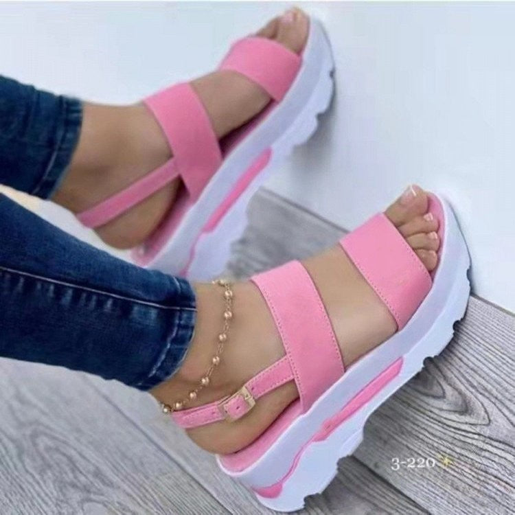 Damen Plateau-Sandalen mit verstellbarem Riemendesign und ergonomischer Sohle