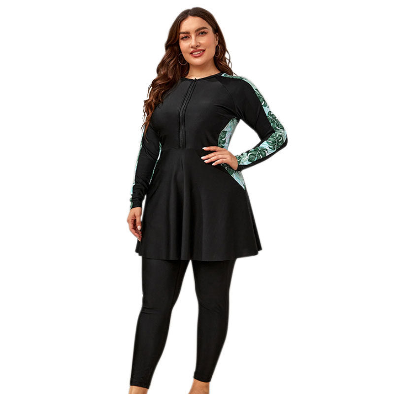 Damen Eleganter Sport Badeanzug mit langem Arm und modischem Schnitt