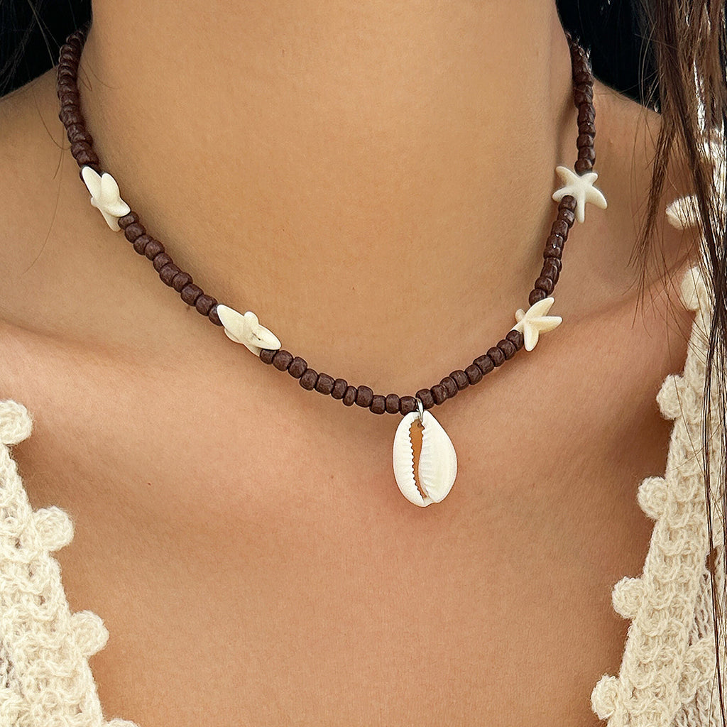 Damen handgefertigte Muschelkette mit bunten Perlen und einzigartigen Anhängern Shop Nory