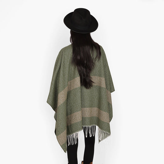 Damen Wollmix-Capeponcho mit Bindeschlaufen, weichgewebtem Oversize-Überwurf und Fransensaum Shop Nory