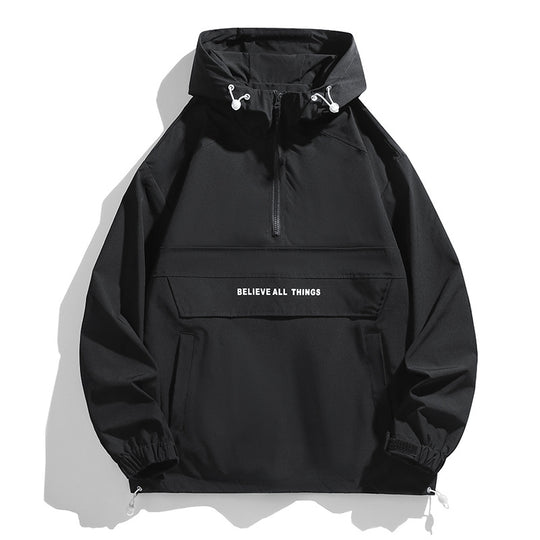 Damen Kapuzen-Anorak mit halbem Reißverschluss, Kängurutasche & verstellbarem Saum Shop Nory