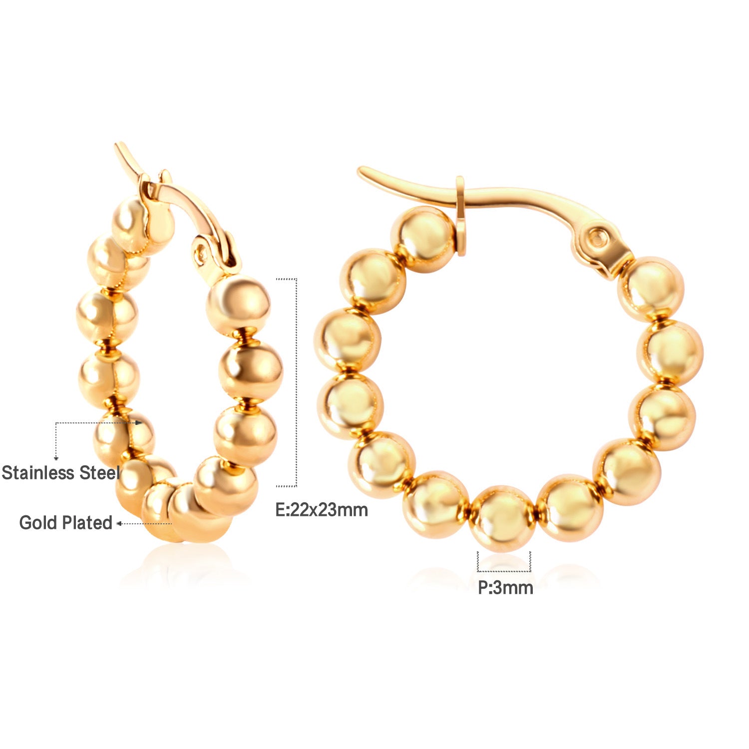 Damen Ohrstecker mit elegantem, kugelförmigem Design aus hochwertigem Edelstahl Shop Nory