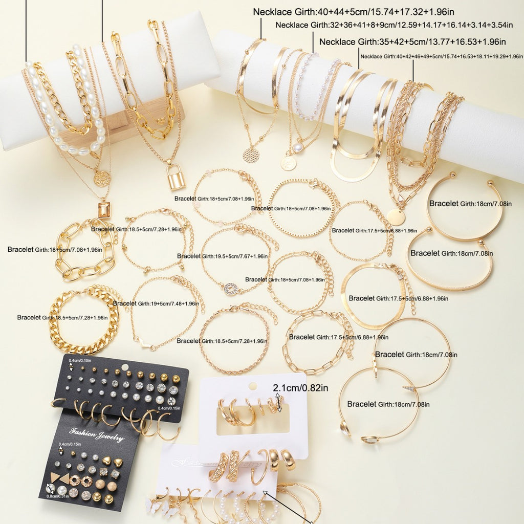 Damen Schmuckset mit vielseitigen Halsketten, Armbändern und Ohrsteckern Shop Nory