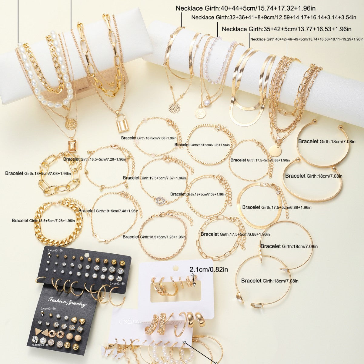 Damen Schmuckset mit vielseitigen Halsketten, Armbändern und Ohrsteckern Shop Nory