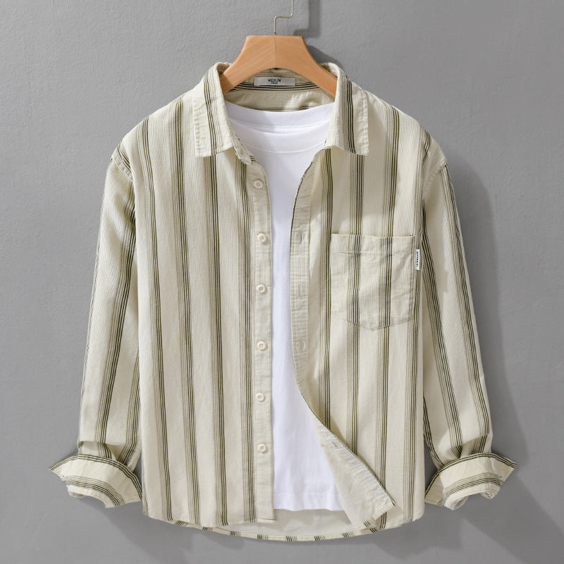Herren Freizeithemd im Overshirt‑Stil aus leichtem Baumwollmix mit vertikalen Streifen Shop Nory