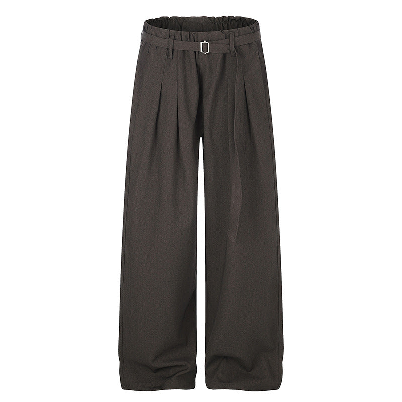 Damen Weite High‑Waist Palazzo‑Hose mit Paperbag‑Bund, Bundfalten und Bindegürtel Shop Nory