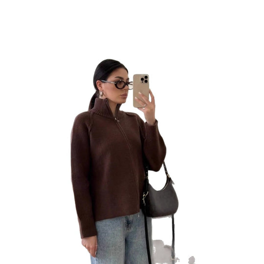 Damen Modische Strickjacke mit Reißverschluss Shop Nory