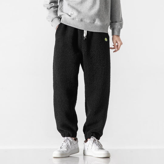 Herren Teddy-Fleece-Jogginghose mit elastischem Bund, Kordelzug und Bündchen Shop Nory
