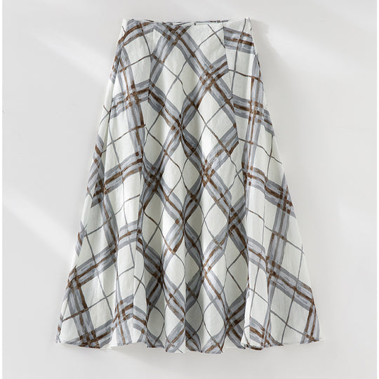 Damen Midirock in A-Linien-Silhouette mit aquarelliertem Karomuster Shop Nory