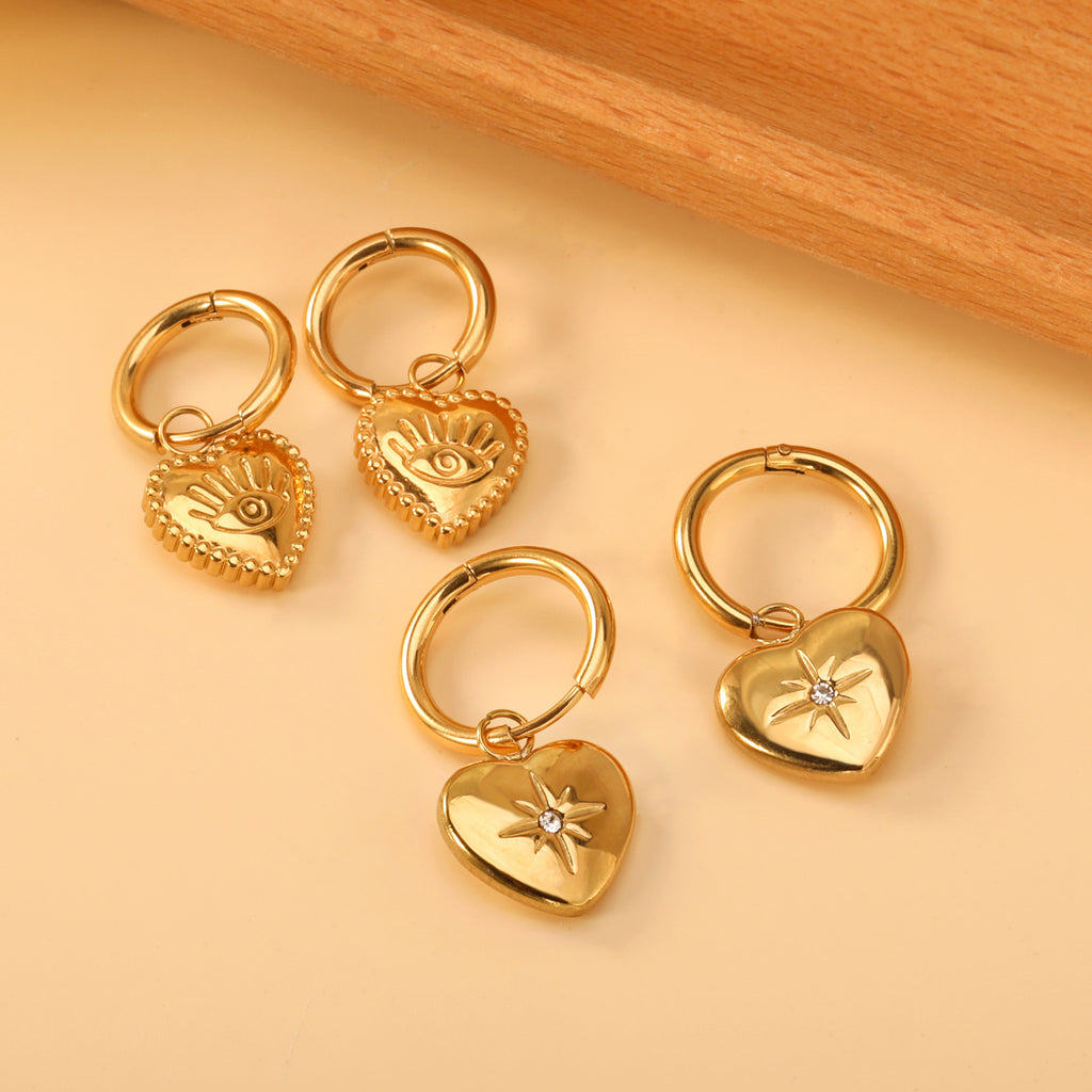 Damen Hängende Ohrstecker im herzförmigen Design mit funkelndem Kristall und goldplattierter Oberfläche Shop Nory