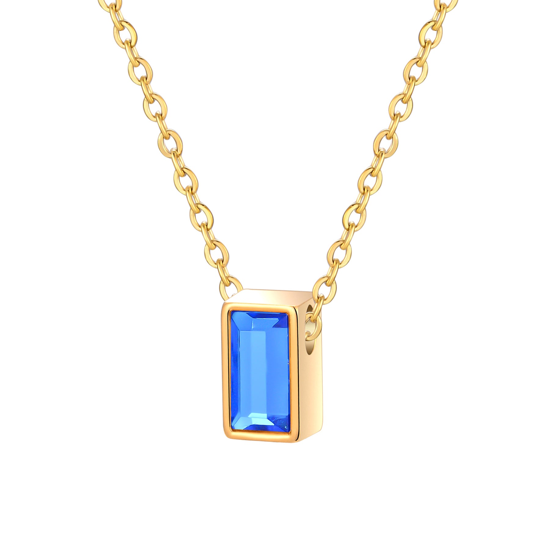 Damen Halskette mit elegantem rechteckigem Anhänger und funkelndem Stein Shop Nory