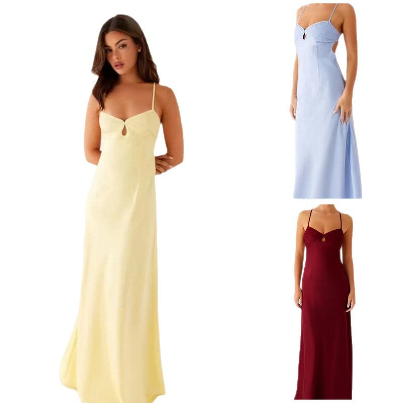 Damen Abendkleid mit verführerischem Spaghettiträger-Design und elegantem Schlitz