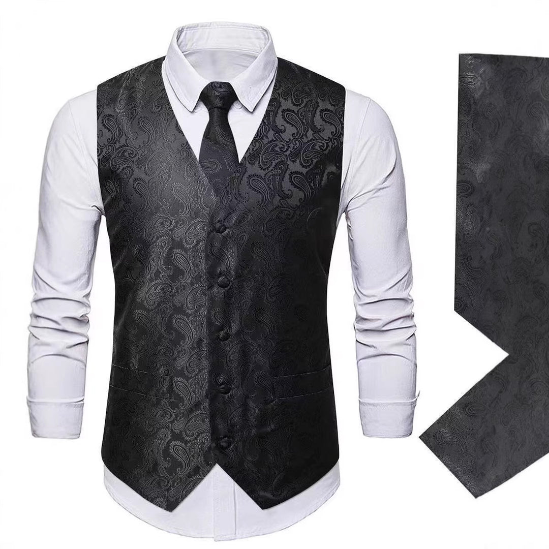 Herren Paisley Satin Anzugweste Set mit Krawatte und Einstecktuch Shop Nory