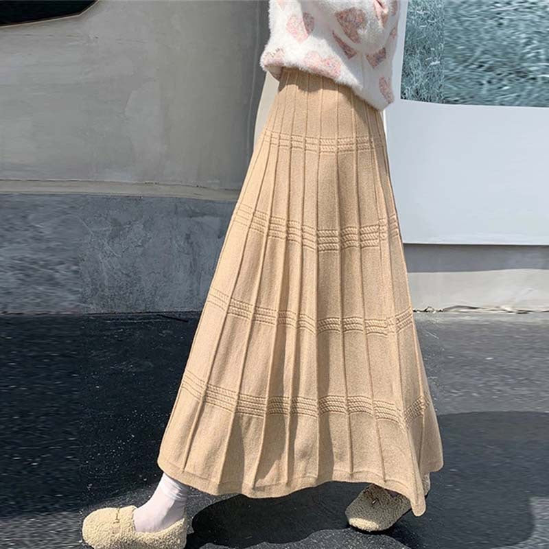 Damen Eleganter Strick-Maxirock Shop Nory