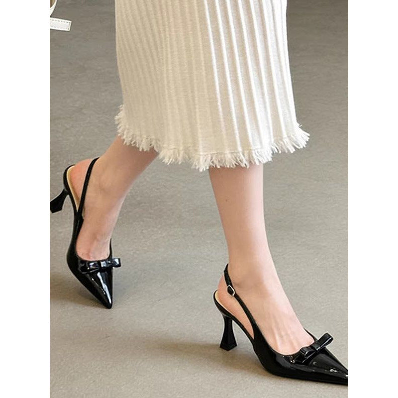 Damen spitze Slingback-Pumps mit eleganter Schleifenverzierung