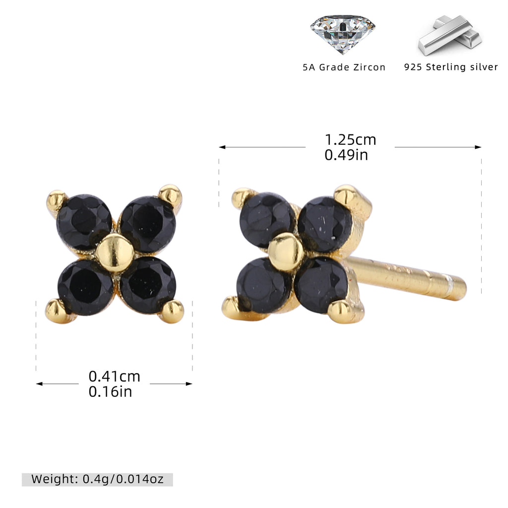 Damen Ohrstecker mit funkelnden 5A Zirkonen in klassischem Blumen-Design Shop Nory