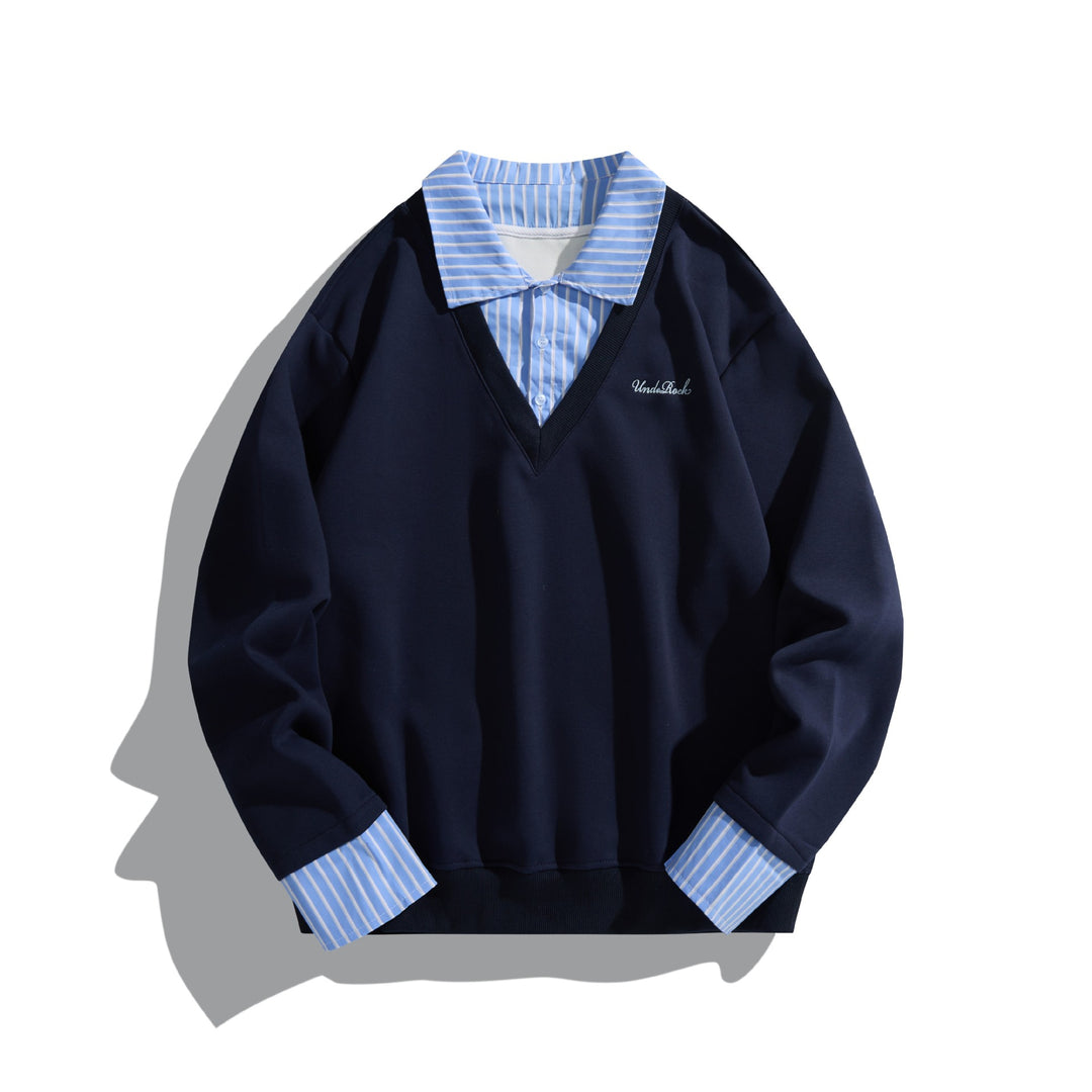 Unisex Oversize-Layering-Pullover mit integriertem Hemdkragen Shop Nory