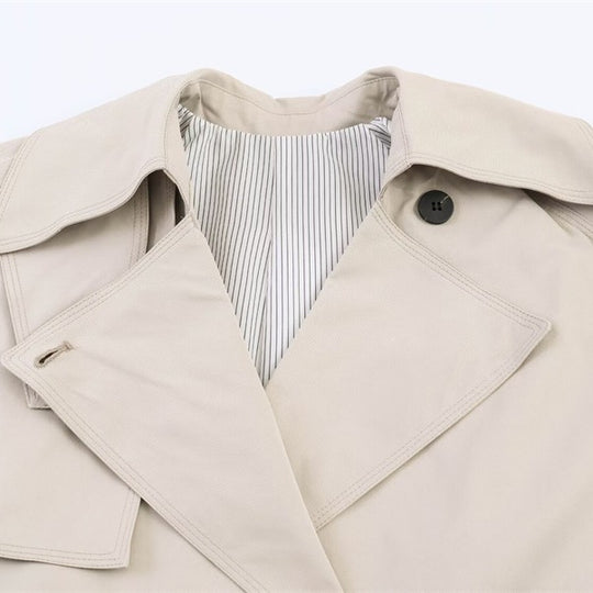 Damen Kurz geschnittener Oversized Trenchcoat mit Taillengürtel und doppelreihiger Knopfleiste Shop Nory