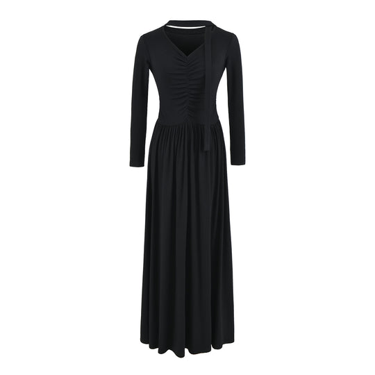 Damen Midikleid mit Raffung, V-Ausschnitt und tailliertem Faltenrock Shop Nory