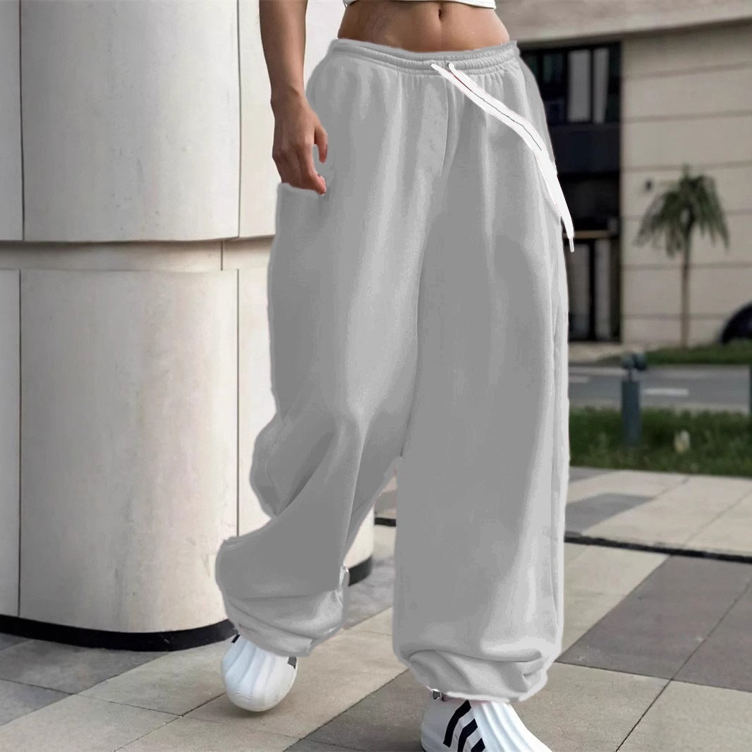 Damen nan weite Baggy-Jogginghose mit hohem Komfortbund, Kordelzug und elastischen Knöchelbündchen Shop Nory