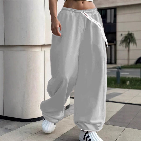 Damen nan weite Baggy-Jogginghose mit hohem Komfortbund, Kordelzug und elastischen Knöchelbündchen Shop Nory