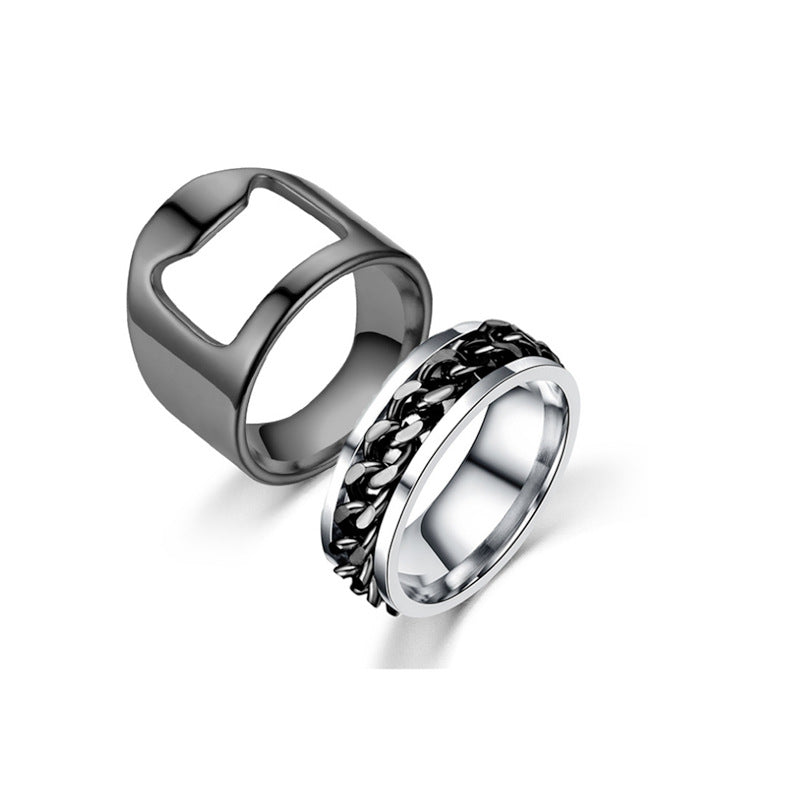 Herren Schmuckring mit modernem Ketten- und Blockdesign Shop Nory