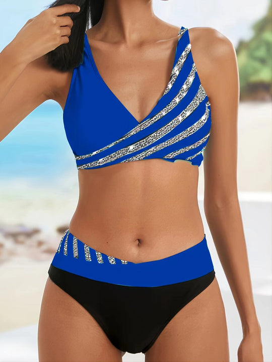 Damen Sportlicher Bikini mit modischem Wickeloberteil