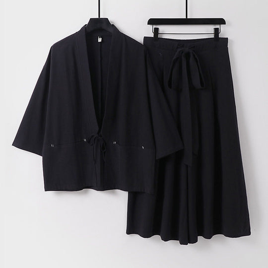 Damen Zweiteiliges Kimono-Set mit Kurzjacke und fließendem Midirock Shop Nory
