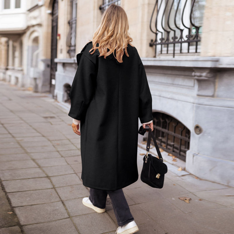 Damen Oversize-Mantel mit weitem Revers, überschnittener Schulter und verdeckter Knopfleiste Shop Nory