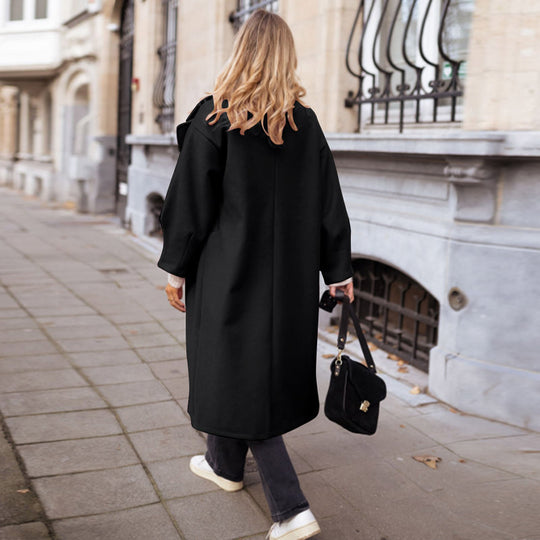 Damen Oversize-Mantel mit weitem Revers, überschnittener Schulter und verdeckter Knopfleiste Shop Nory