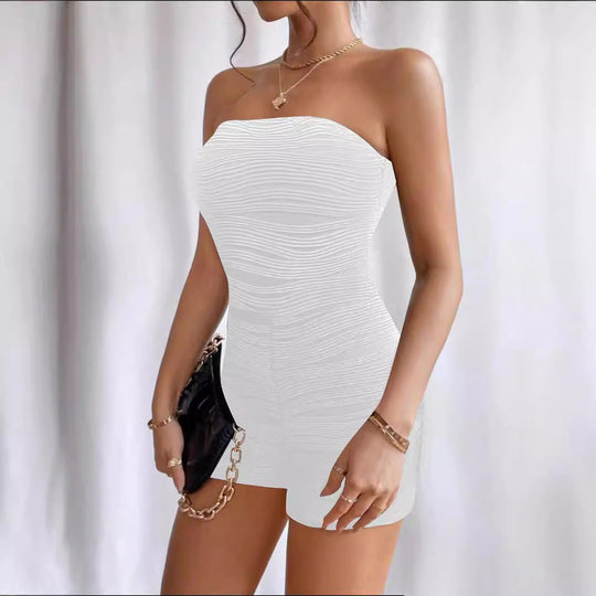 Damen ärmelloser Jumpsuit mit gerafftem Design