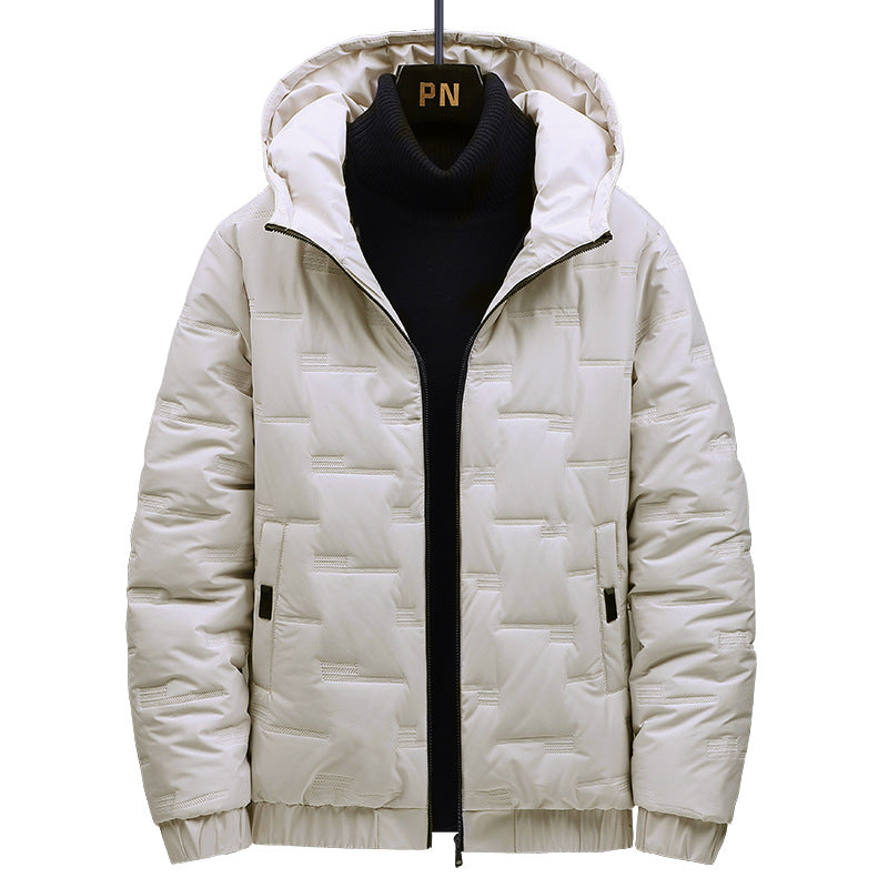 Herren Gefütterte Steppjacke mit Kapuze und geometrischer Steppung Shop Nory