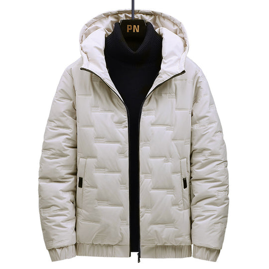 Herren Gefütterte Steppjacke mit Kapuze und geometrischer Steppung Shop Nory