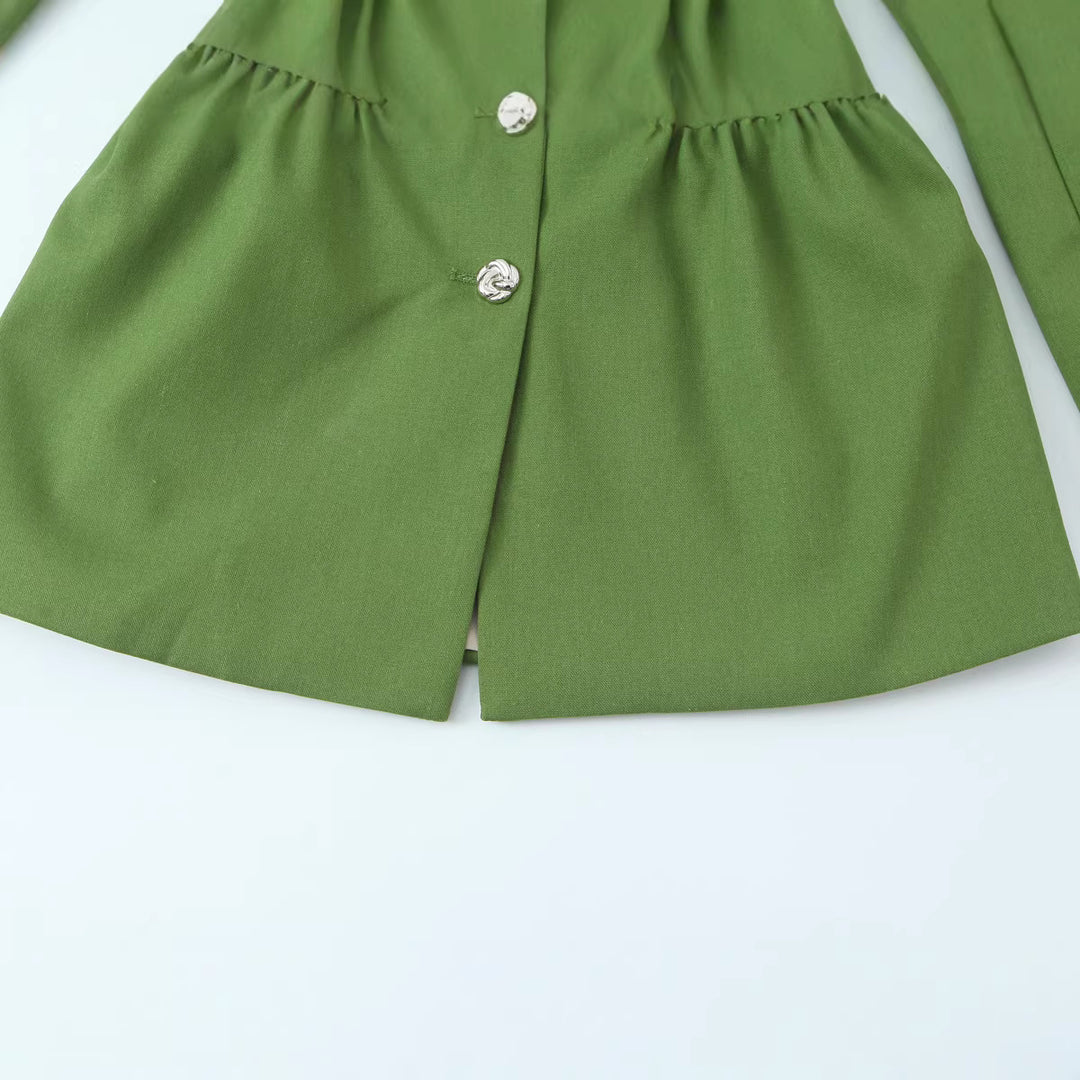 Damen Taillierter Blazer mit Tunnelzug-Taille, Reverskragen und Schmuckknöpfen Shop Nory
