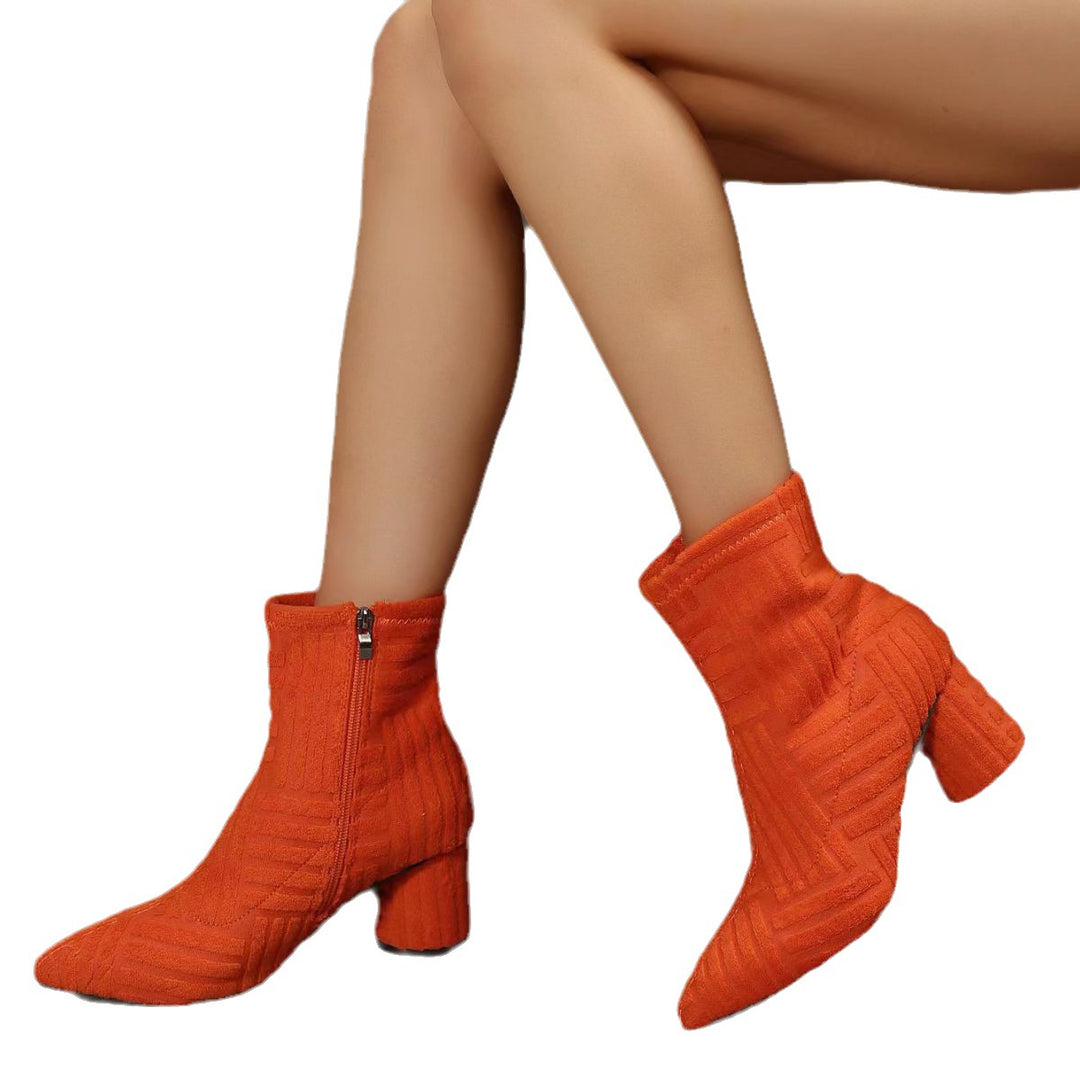 Damen Texturierte Ankle-Boots aus Frottee mit spitz zulaufender Vorderkappe und Blockabsatz Shop Nory