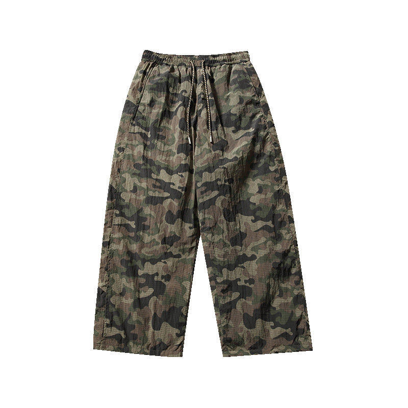 Herren Locker geschnittene Ripstop-Freizeithose mit Camouflage-Muster und elastischem Kordelbund Shop Nory