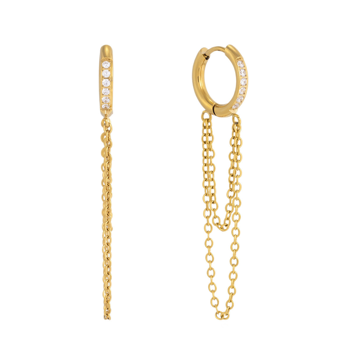 Damen Ohrhänger mit eleganter Kettenverzierung und funkelnden Zirkonia Shop Nory