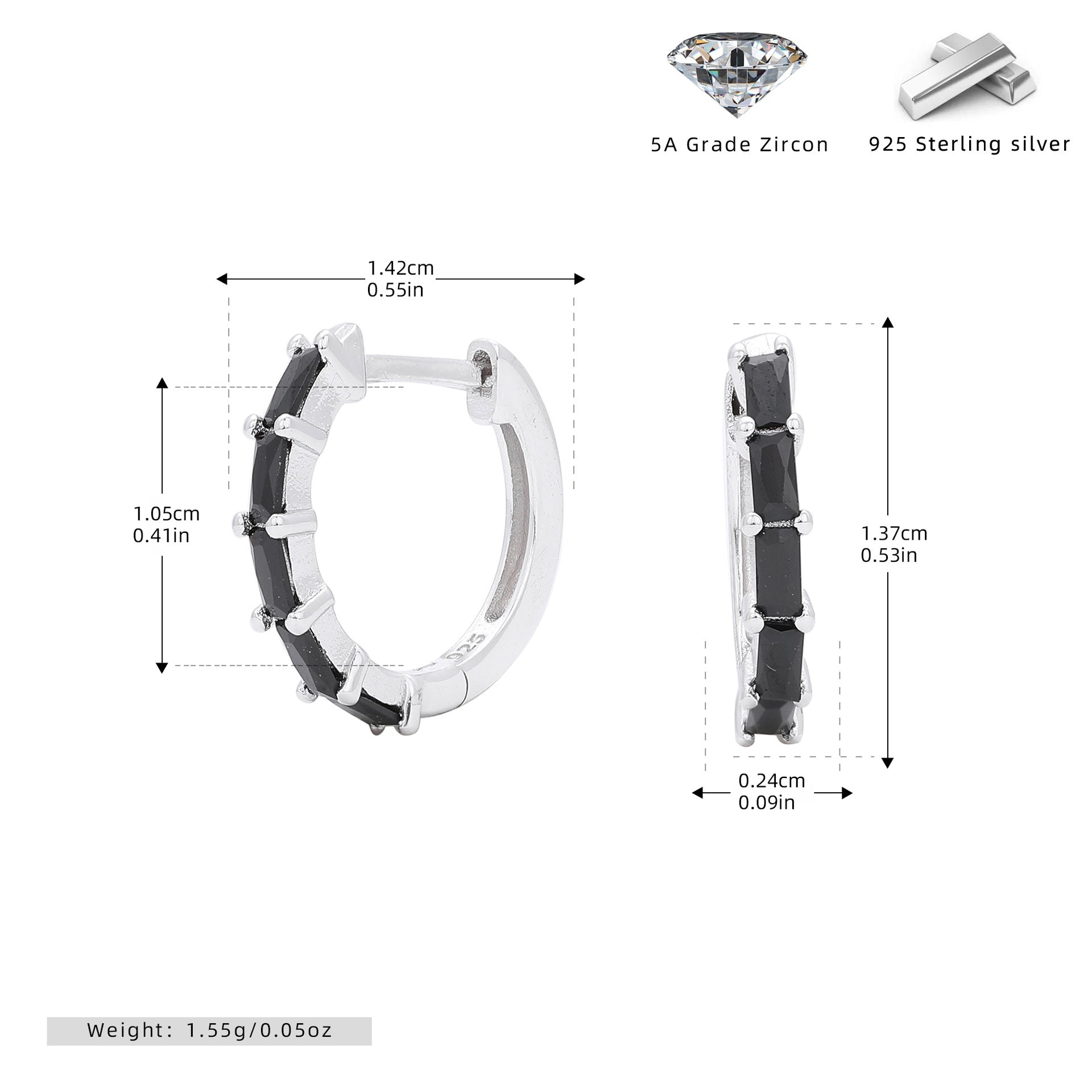 Damen Creolen mit funkelnden Zirkon-Elementen aus hochwertigem 925 Sterling Silber Shop Nory