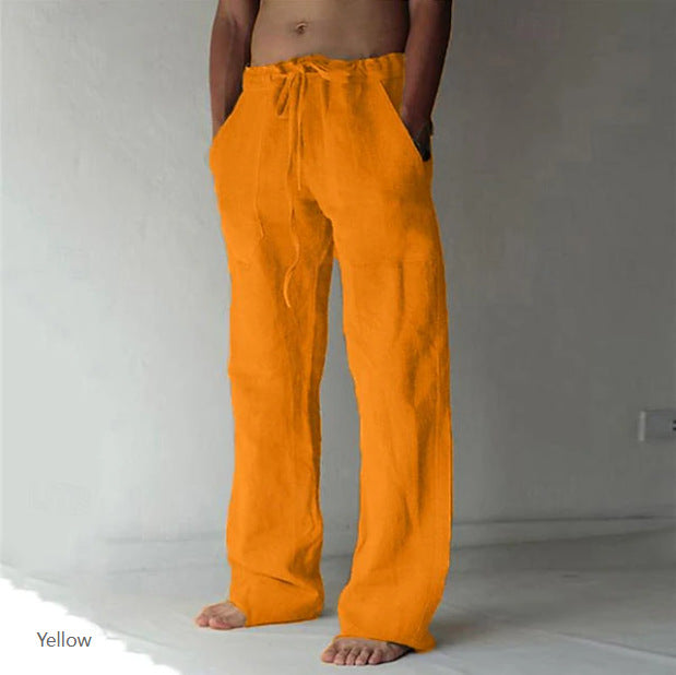 Herren Leinenhose mit weitem Schnitt Kordelzug und Seitentaschen Shop Nory
