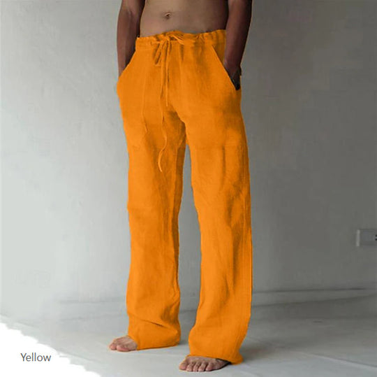 Herren Leinenhose mit weitem Schnitt Kordelzug und Seitentaschen Shop Nory