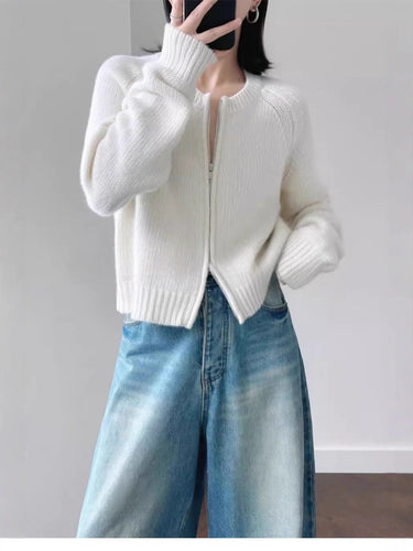 Damen Kurzjacke aus softem Feinstrick mit durchgehendem Reißverschluss und geripptem Saum Shop Nory