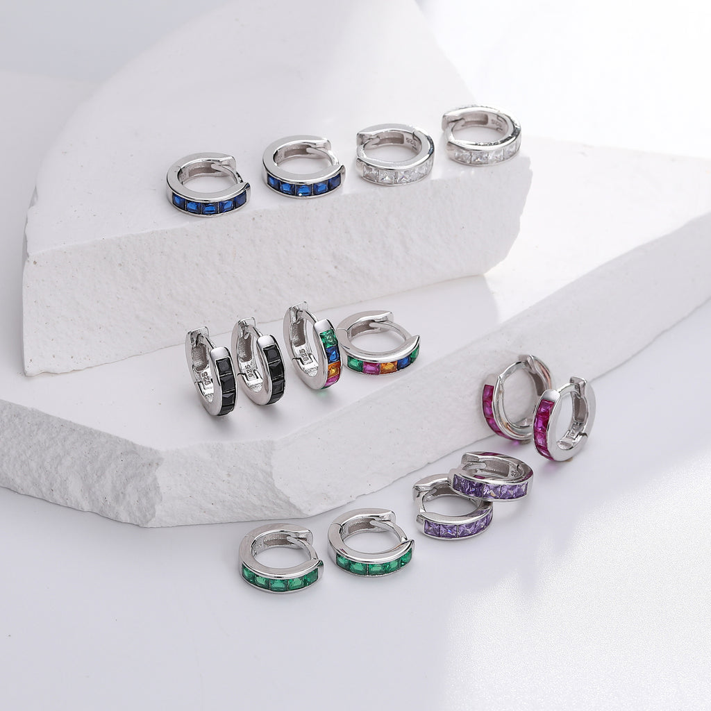 Damen Ohrcreolen mit funkelnden Zirkon-Akzenten aus hochwertigem 925 Sterling Silber Shop Nory