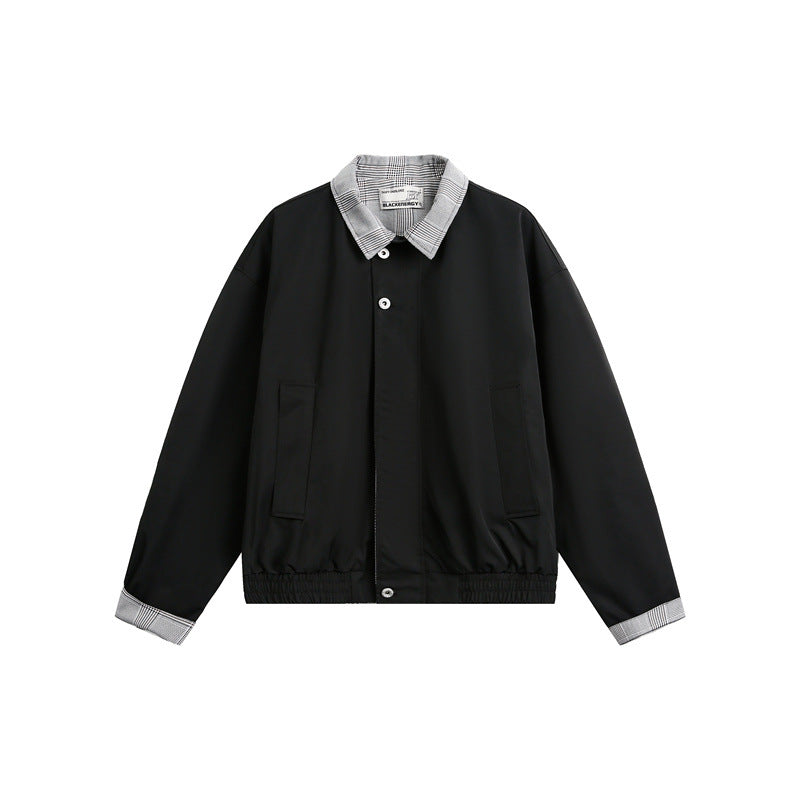 Herren leichte Übergangsjacke mit Karokrragen, Umschlagärmel und elastischem Saum Shop Nory