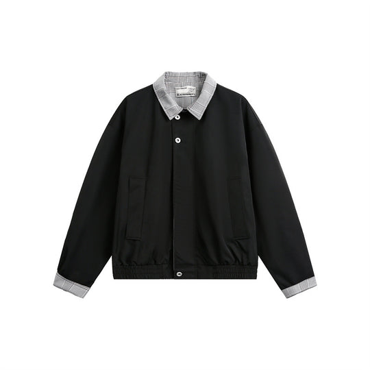 Herren leichte Übergangsjacke mit Karokrragen, Umschlagärmel und elastischem Saum Shop Nory