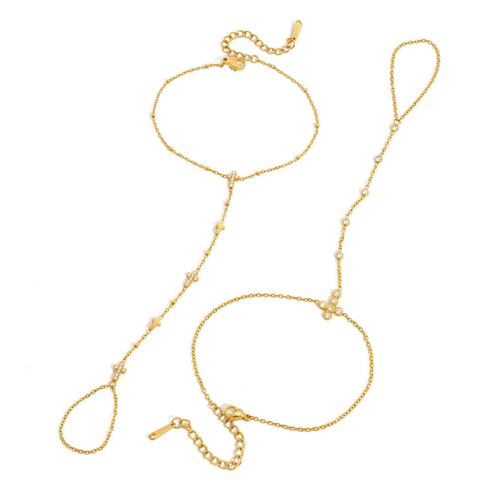 Damen Fußkettchen mit strahlendem Kreuzanhänger und hypoallergener Edelstahlverarbeitung Shop Nory