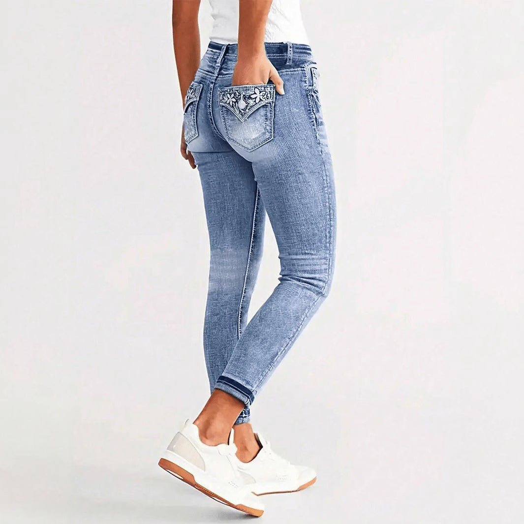 Damen Knöchellange Slim-Fit Stretch-Jeans mit dezenter Used‑Waschung und Sculpting‑Bund Shop Nory
