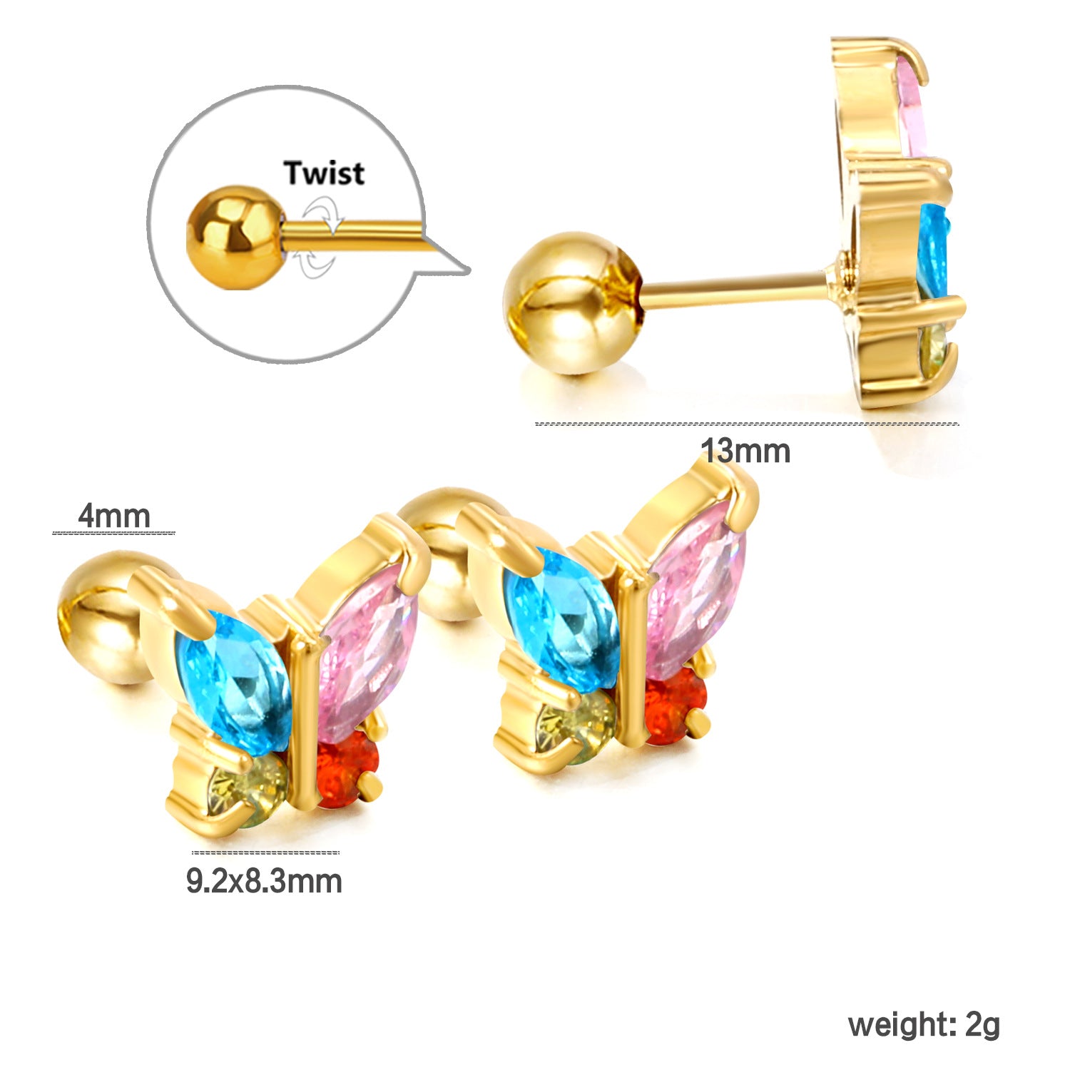 Damen Ohrstecker mit funkelndem Herzdesign und eleganter Goldbeschichtung Shop Nory