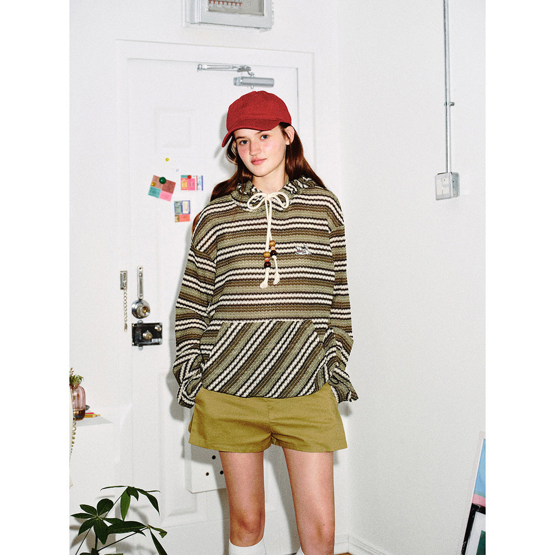 Damen Strick‑Kapuzenpullover mit Katzenohren und Kängurutasche Shop Nory